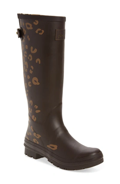 Shop Joules 'welly' Print Rain Boot In Brown Leopard