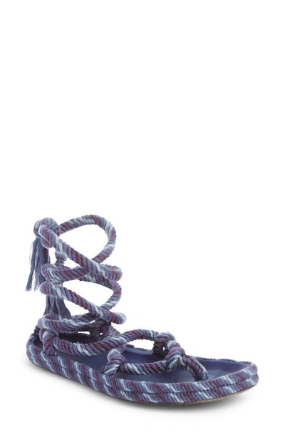 Shop Isabel Marant Erol Twisted Rope Ankle Tie Sandal In Purple