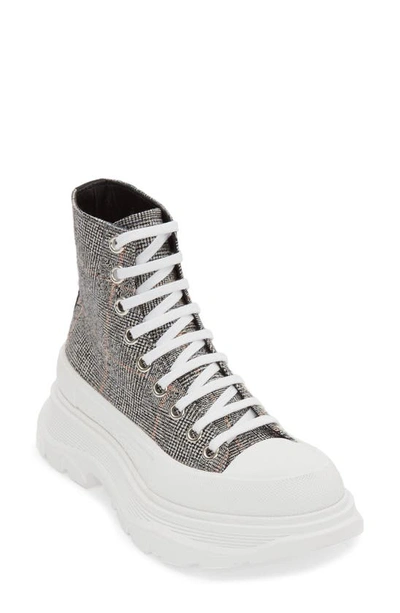 Shop Alexander Mcqueen Tread Slick High Top Sneaker In Black/ White/ Silver