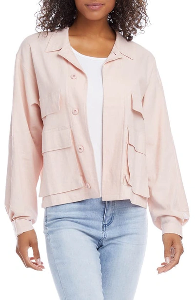 Shop Karen Kane Linen Blend Cargo Jacket In Pink