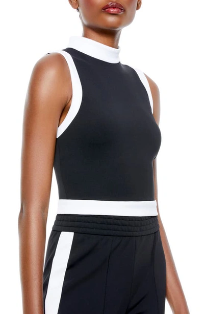Shop Alice And Olivia Mory Colorblock Crop Tank In Black/ Off White