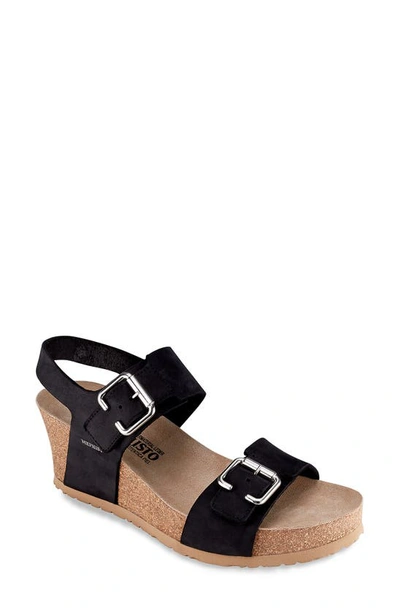Shop Mephisto Lissandra Platform Wedge Sandal In Black Bucksoft Leather