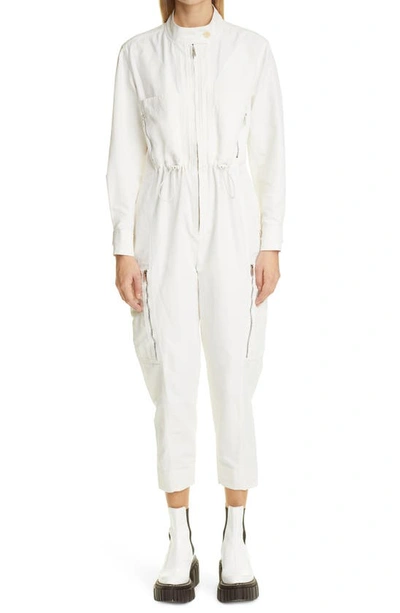 Shop Stella Mccartney Alessia Compact Long Sleeve Jumpsuit In Cream