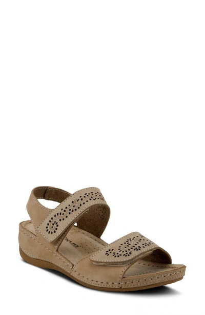 Shop Flexus By Spring Step Revi Sandal In Beige Nubuck Leather