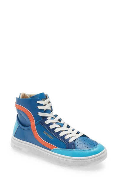 Shop Superdry Basket High Top Sneaker In Blue/ Orange