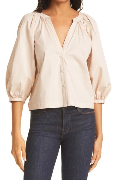 Shop Staud New Dill Stretch Cotton Button-up Blouse In Biscotti