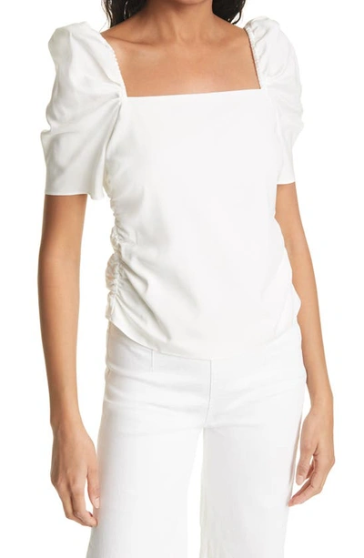 Shop Frame Betty Square Neck Stretch Silk Top In Off White