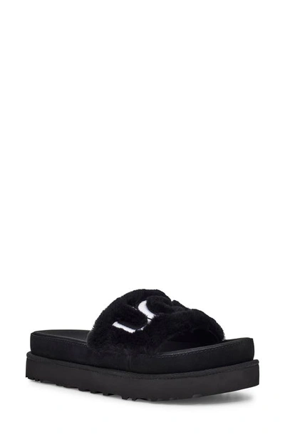Shop Ugg Laton Genuine Shearling Sandal In Black