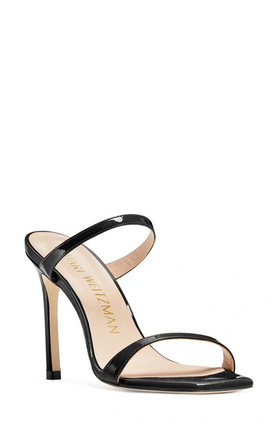 Shop Stuart Weitzman Aleena Slide Sandal In Black Patent