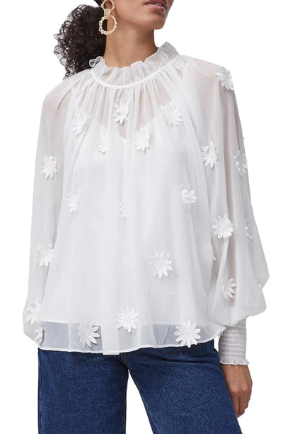 Shop French Connection Aziza Embellished Long Sleeve Top In Summer White