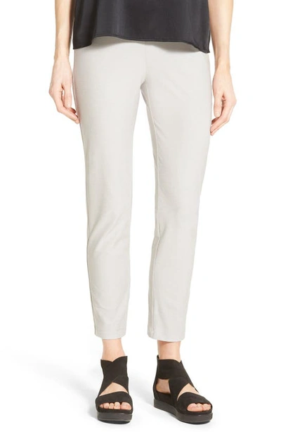 Shop Eileen Fisher Stretch Crepe Slim Ankle Pants In Smoke