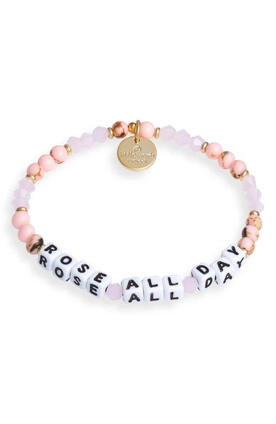 Shop Little Words Project Rosé All Day Beaded Stretch Bracelet In Pink