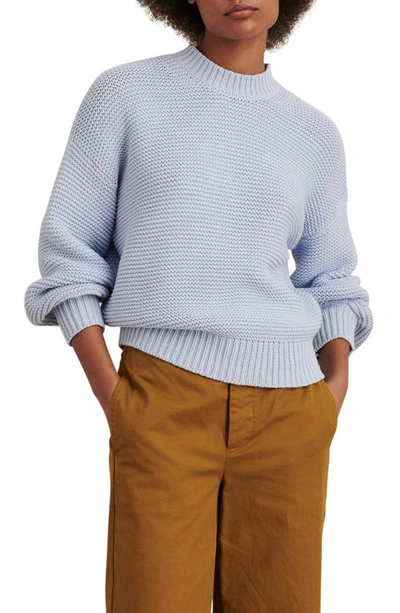 Shop Alex Mill Back Button Crewneck Sweater In Pale Blue