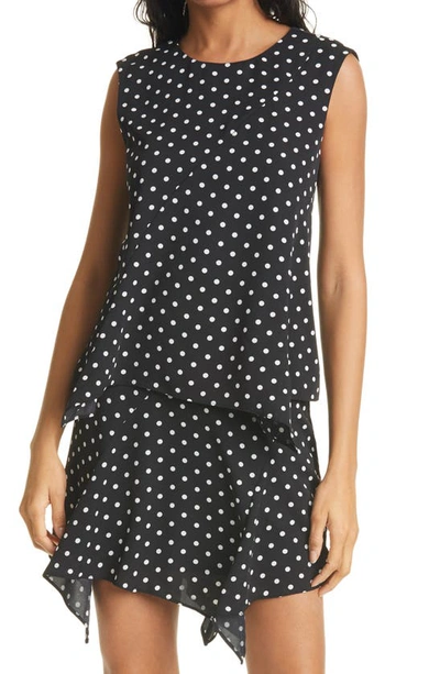 Shop Milly Leslie Small Dot Sleeveless Top In Black/white