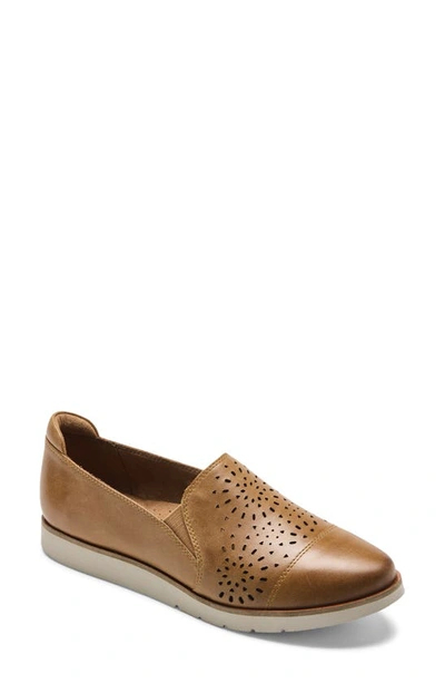 Shop Rockport Cobb Hill Laci Perforated Slip-on In Honey Leather
