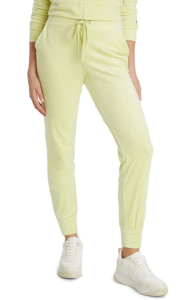 Shop Juicy Couture Drawstring Velour Joggers In Candy Green