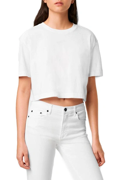 Shop French Connection Sahanna Crop Jersey T-shirt In Linen White