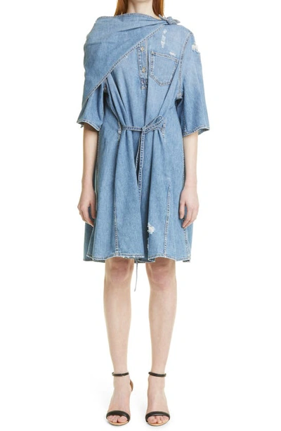 Shop Givenchy Bandana A-line Denim Dress In Light Blue