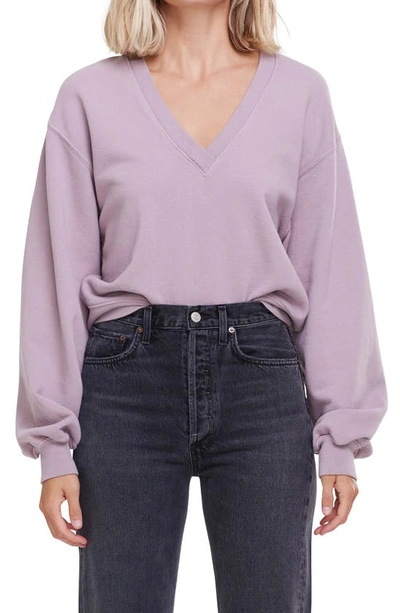 Shop Agolde Balloon Sleeve Sweatshirt In Taro