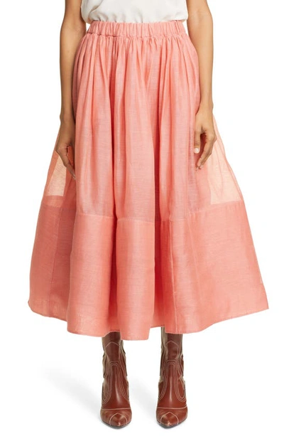 Shop Zimmermann Botanica Organza Midi Skirt In Guava