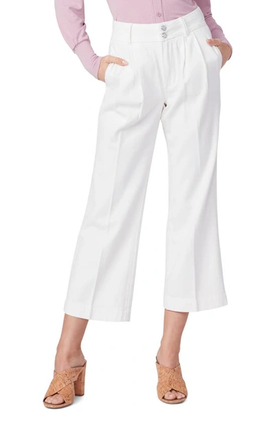 Shop Paige Leenah Pleat Wide Leg Ankle Pants In French Cream