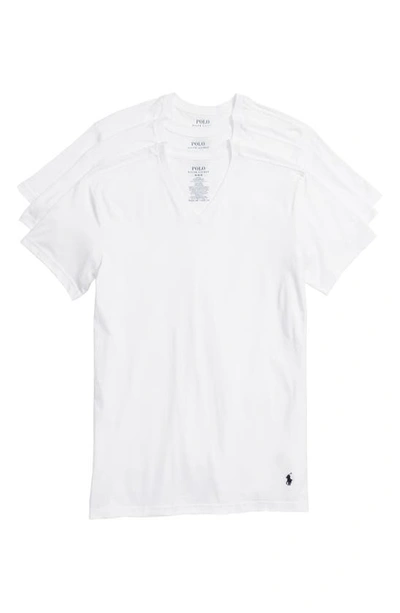 Shop Polo Ralph Lauren 3-pack Slim Fit V-neck T-shirts In White