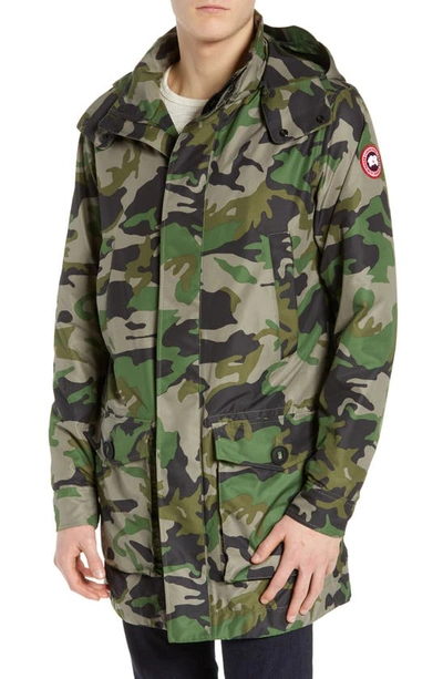 Shop Canada Goose Crew Trench Jacket With Removable Hood In  Camo