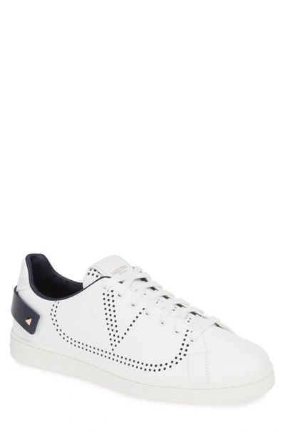 Shop Valentino Net V Sneaker In White/ Navy
