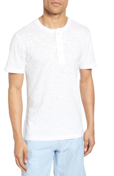 Shop Faherty Short Sleeve Heathered Henley In White