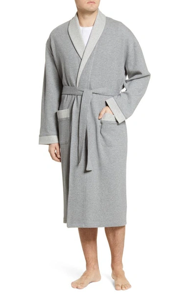 Shop Majestic Sutherland Nova Knit Cotton Blend Robe In Grey