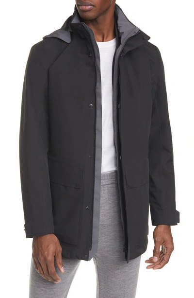 Shop Z Zegna Trim Fit 3-in-1 Raincoat In Black