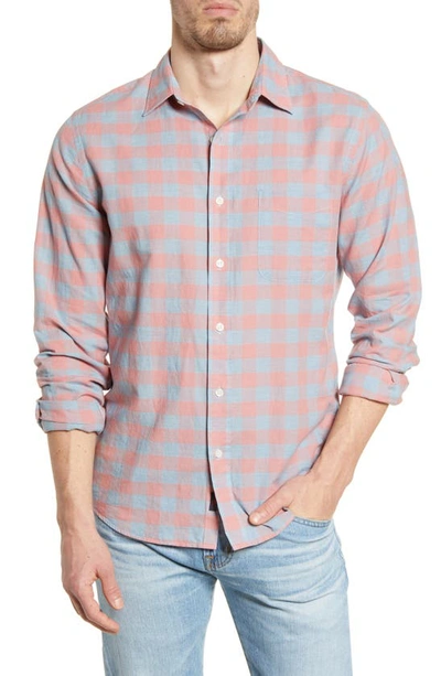 Shop Faherty Cloud Summer Blend Regular Fit Stretch Check Button-up Shirt In Rose Buffalo Check