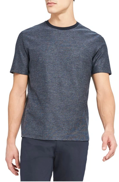 Shop Theory Milan Micro Grid Crewneck T-shirt In Eclipse/white Grey