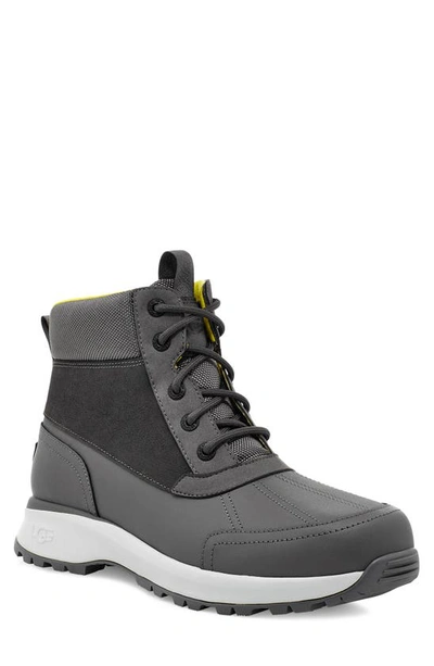 Shop Ugg (r)  Emmett Waterproof Snow Boot In Dark Grey Leather