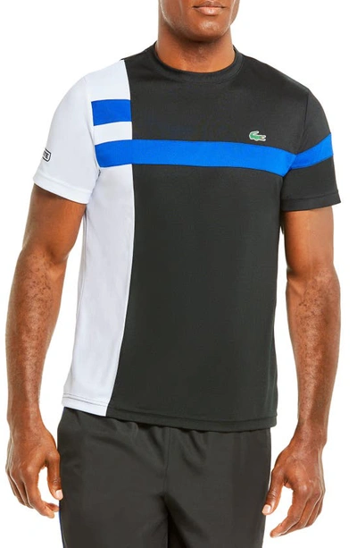 Shop Lacoste Sport Colorblock Pique Performance T-shirt In Black/ White