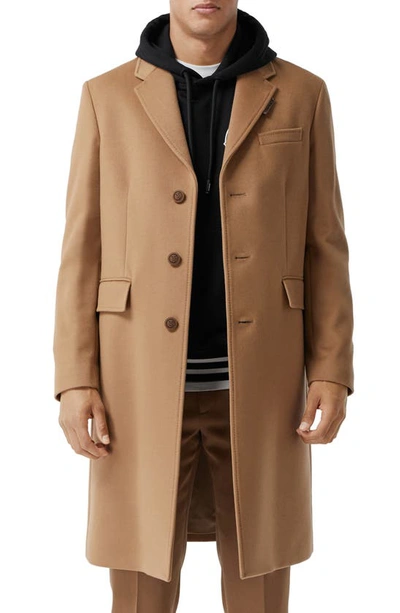 Shop Burberry Hawkhurst Tb Button Wool & Cashmere Coat In Camel