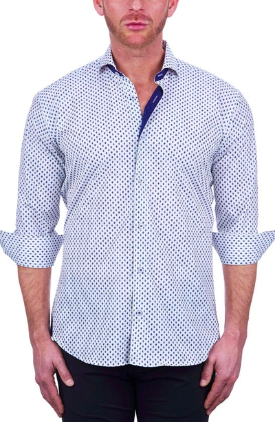 Shop Maceoo Einstein Diamond Stretch Button-up Shirt In White