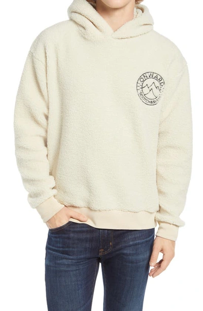 Shop Scotch & Soda Embroidered Fleece Hoodie In Ecru