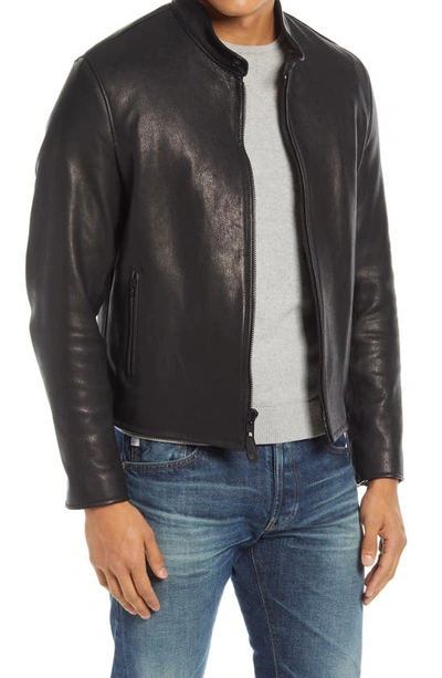 Shop Schott Leather Moto Jacket In Black