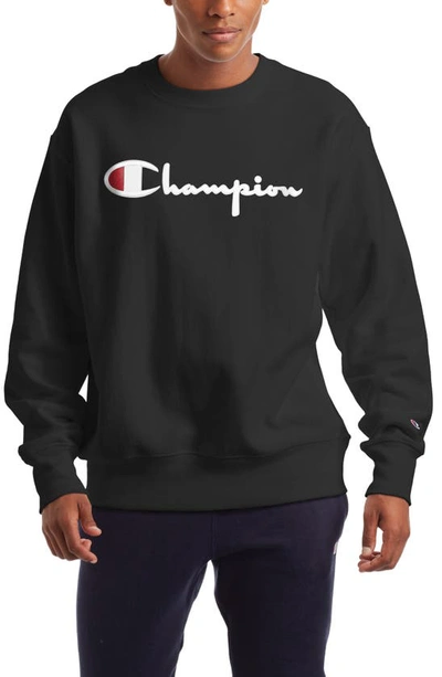 Shop Champion Reverse Weave Crew Sweatshirt In Black