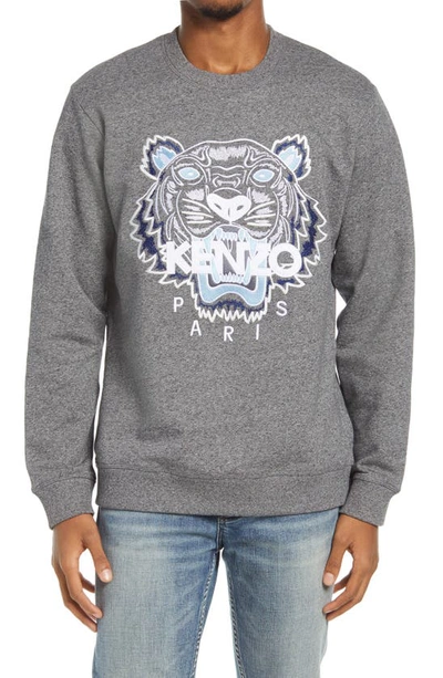 Shop Kenzo Classic Tiger Embroidered Crewneck Sweatshirt In Anthracite