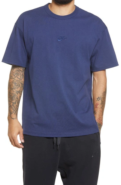 Shop Nike Sportswear Oversize Embroidered Logo T-shirt In Midnight Navy