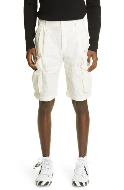 Shop Off-white Logo Cargo Shorts In White