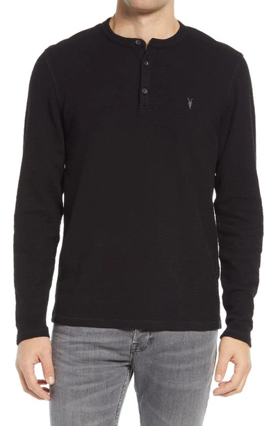 Shop Allsaints Muse Long Sleeve Thermal Henley In Black
