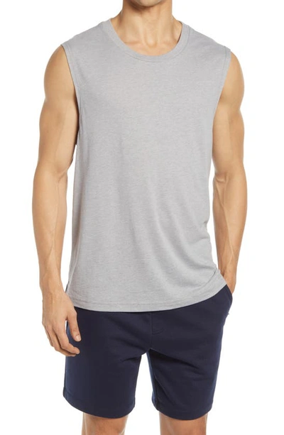 Shop Alo Yoga The Triumph Sleeveless T-shirt In Athletic Heather Grey