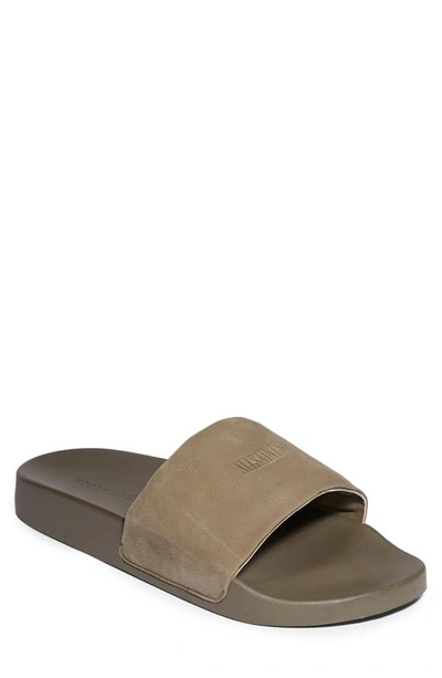 Allsaints Men's Carmel Slide Sandals In Khaki Suede | ModeSens