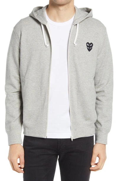 Shop Comme Des Garçons Hearts Zip-up Hoodie In Light Grey