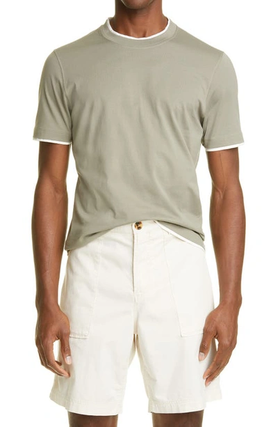 Shop Brunello Cucinelli Slim Fit Cotton T-shirt In Green