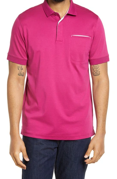 Shop Bugatchi Pima Cotton Short Sleeve Polo Shirt In Berry