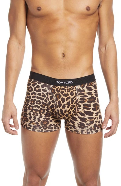 Tom Ford Men's Reflected Leopard-print Boxer Briefs In Brown | ModeSens